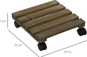 Outsunny zestaw 2 przenośnych stojaków na rośliny z litego drewna na kółkach z hamulcami idealne do domu i ogrodu Brązowy i Czarny | Aosom PL