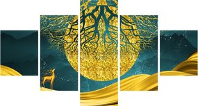 Obraz - Abstrakcja, złoty krajobraz (125x70 cm)