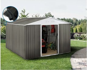 Metalowa szopa ogrodowa "Dallas" - 12,99 m² z rynną - Taupe
