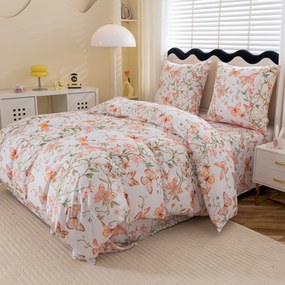 PrzytulneMieszkanie.pl PrzytulneMieszkanie.pl Pościel z mikrofibry ORANGE BUTTERFLY białe Rozmiar pościeli: 2 szt 70 x 80 cm | 160 x 200 cm