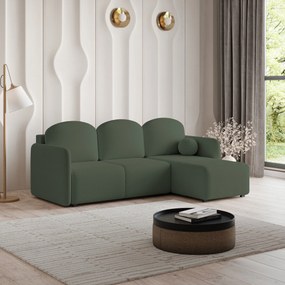 Masseno Narożnik SUVINO z funkcją spania i pojemnikiem na pościel Narozniki L, Rozkładana sofa - Zielony, QUELLE 37