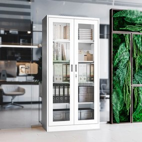 Szafa przeszklona medyczna, witryna lekarska AMELIA, 900 x 1850 x 400 mm, biała