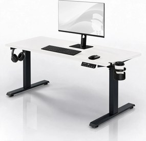 Biurko elektryczne z regulacją wysokości ergonomiczne antracytowo-białe, 1600x800 mm: ARIA