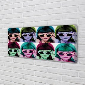 Duży obraz na płótnie Kobieta w Okularach z Kolorowymi Włosami