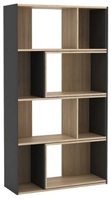 Biblioteczka narożna modułowa - 8 do 12 wnęk - Naturalny i Antracytowy - DARLENA