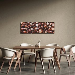 Obraz - Dojrzałe kasztany (z zegarem) (90x30 cm)