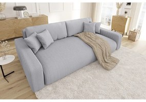 Jasnoszara sztruksowa rozkładana sofa ze schowkiem 234 cm Sara – Ropez