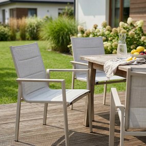 Krzesło ogrodowe aluminiowe beżowe 56x65x88 komfortowe wytrzymałe tarasowe