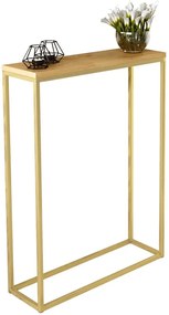 Konsola z metalowym stelażem złoty + dąb lancelot N6-N69
