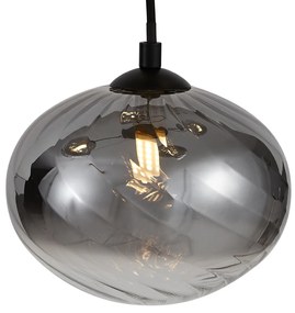Nowoczesna lampa wisząca czarna z przydymionym szkłem - Jia Nowoczesny Oswietlenie wewnetrzne