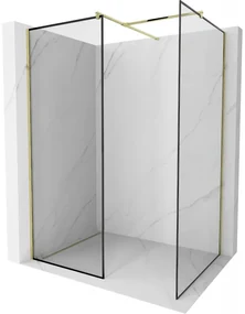 Mexen Kioto ścianka prysznicowa Walk-in 110 x 110 cm, czarny wzór, złota - 800-110-202-50-70-110