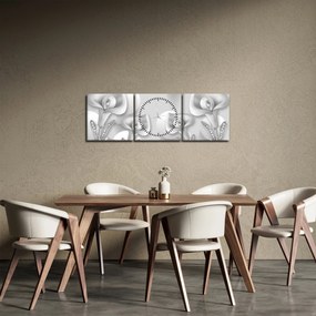 Obraz - kwiatowy wzór (z zegarem) (90x30 cm)