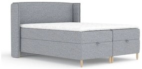 Szare łóżko boxspring ze schowkiem 180x200 cm Monpelli – Maison de Rêve