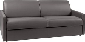 Kanapa 4-osobowa rozkładana typu express z szarej ekoskóry z siedziskiem z pianki z pamięcią kształtu - Powierzchnia spania 160 cm - Materac 18 cm CALIFE