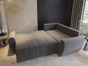 Masseno Narożnik MADISON z funkcją spania i pojemnikiem na pościel Narozniki L, Rozkładana sofa - Szary, PAROS 06