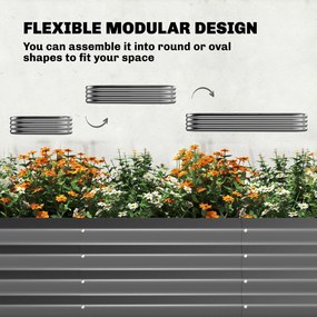 Outsunny Podwyższona grządka z kratką, metalowa donica z ochronnymi krawędziami i rękawiczkami 220 x 110 x 150 cm, ciemnoszara | Aosom PL