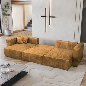 Masseno Narożnik SARMO z funkcją spania i pojemnikiem na pościel Narozniki U, Rozkładana sofa - Żółty, POSO 01