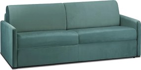 Kanapa 4-osobowa rozkładana typu express ze szmaragdowego weluru z pianki ą termoplastyczną - Powierzchnia spania 160 cm - Materac 14 cm CALIFE