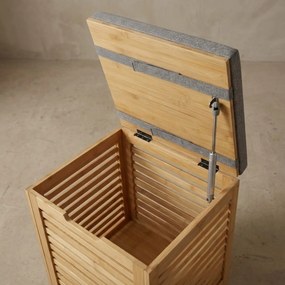 Bambusowy kosz na pranie z siedziskiem DISA, 40 l