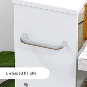 HOMCOM Regał wielofunkcyjny na kółkach, wąski, 4 półki, 45x15x91 cm, Biały