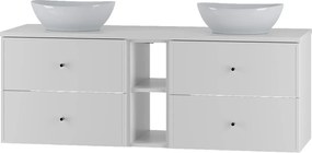 Biały Zestaw do Łazienki 140cm Szafka Regał Blat Umywalka Marco