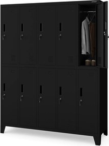 Metalowa szatnia 10-skrytkowa Bartek 136x45x172 cm, czarna