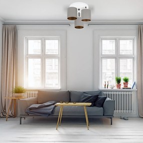 Lampa sufitowa biała trzypunktowa z szarymi abażurami C-3030WE-GRGRGR