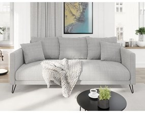 Jasnoszara sofa z tkaniny szenilowej 200 cm Freya – Ropez