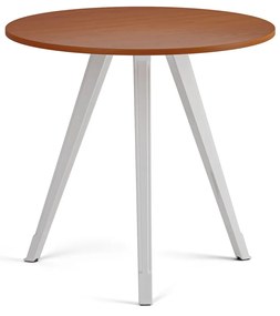Stolik kawowy PRIMO ZEN, średnica 80 cm, biała podstawa, czereśnia