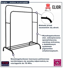 Minimalistyczny czarny wieszak stojący na ubrania B1-E48