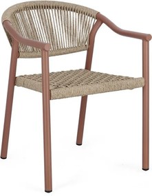 Czerwono-naturalne metalowe krzesło ogrodowe Canarias – Bizzotto