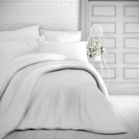 Kvalitex Pościel satynowa Stripe biały, 240 x 220 cm, 2 szt. 70 x 90 cm