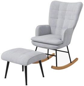 HOMCOM Fotel bujany z podnóżkiem