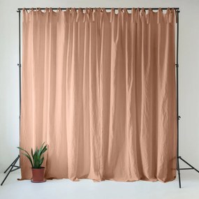 Różowa/brązowa lniana zasłona 140x330 cm Cafe Creme – Linen Tales