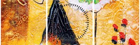 Obraz - Tańczące baletnice, obraz olejny (z zegarem) (90x30 cm)