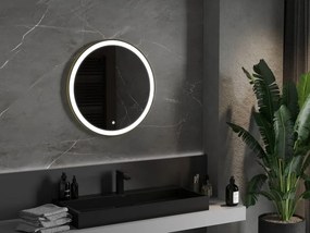 Mexen Esso lustro łazienkowe podświetlane, okragłe 70 cm, LED 6000K, antypara, rama złota szczotkowana - 9825-070-070-611-50