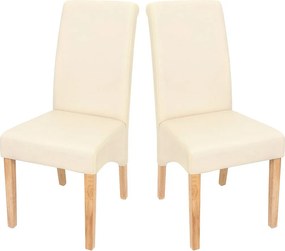 Krzesło do jadalni Cesena (zestaw 2 sztuk), imitacja skóry matowa, kremowy, jasne nóżki