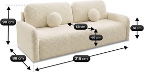 Sofa DUO Rozkładana Dwuosobowa Beżowa Boucle Japandi