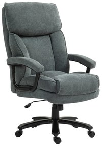 HOMCOM Duży wysoki fotel biurowy, nośność 200 kg, mocna konstrukcja, miękki pokrowiec, Szary