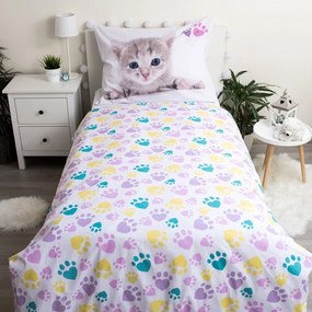 Biała bawełniana pościel dziecięca jednoosobowa 140x200 cm Kitten "Colour" – Jerry Fabrics