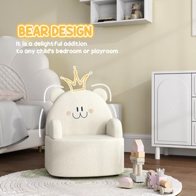 AIYAPLAY Fotel dla dzieci, w kształcie misia, z miękkim polaru misiowego, do 3 lat, 52x48x59 cm, Beżowy