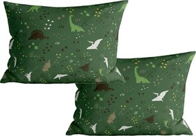 Zestaw 2 szt. dekoracyjnych poszewek na poduszkę DINO STEPS 40x60 cm, ciemnozielony