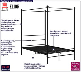 Czarne metalowe łóżko z baldachimem 140x200 cm Romer