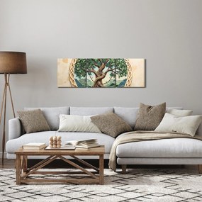 Obraz – Splecione drzewo życia (z zegarem) (90x30 cm)