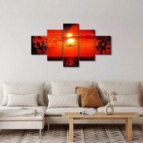 Obraz - zachód słońca z samolotem (125x70 cm)