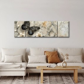 Obraz - Marmurowe tło z motylami (170x50 cm)
