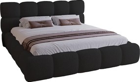 Łóżko tapicerowane z pojemnikiem 180x200 cm Ravello - stelaż metalowy, boucle - czarny (Lambi 13)