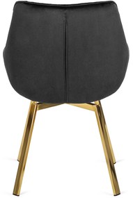 Krzesło Tapicerowane Obrotowe do Salonu MIA Czarne Welurowe Nowoczesne Glamour