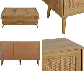 Komoda Ballo z szafkami i plecionką rattanową