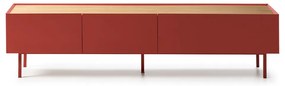 Czerwona szafka pod TV w dekorze dębu 180x45 cm Arista – Teulat